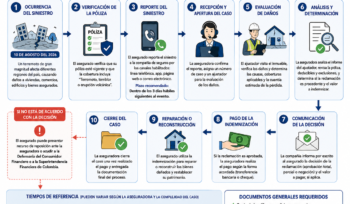 Diagrama del proceso para reclamar ante una aseguradora los daños causados por un terremoto en Colombia
